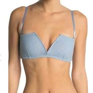 Free People Bandeau Blue Polka Dot VNeck